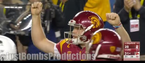 USC quarterback Sam Darnold will enter NFL draft. [ image credit: JustBombsProductions/ YouTube Screenshot ]