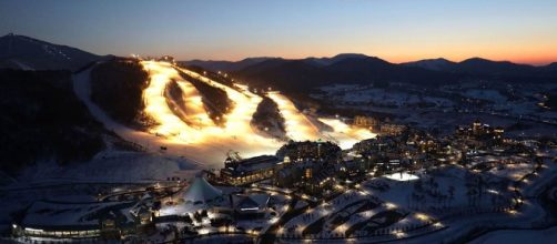 Suggestiva veduta di Pyeongchang, Corea del Sud, sede dei XXIII Giochi Olimpici Invernali