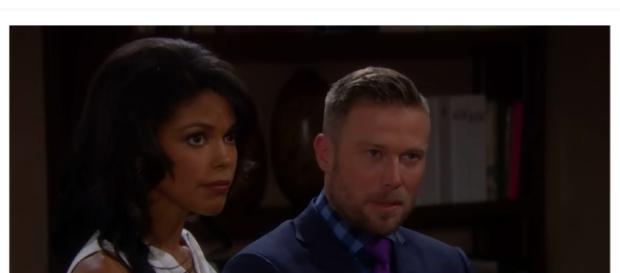 Maya tells Carter that her marriage to Rick is soild. (Image via The Bold and the Beautiful UK Youtube screencap). Maya tells Carter that her marriage to Rick is soild. (Image via The Bold and the Beautiful UK Youtube screencap).