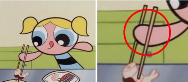Será que os super poderes das 'Meninas Super Poderosas' permitem utilizar o oriental 'hashi' sem qualquer apoio dos dedos? Será que os super poderes das 'Meninas Super Poderosas' permitem utilizar o oriental 'hashi' sem qualquer apoio dos dedos?
