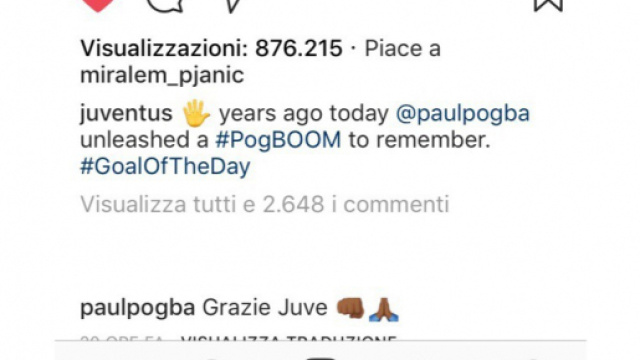 Juventus, Pogba ringrazia i bianconeri