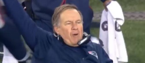 Bill Belichick celebrates after the Patriots beat the Jaguars (Image Credit: NFL/YouTube)