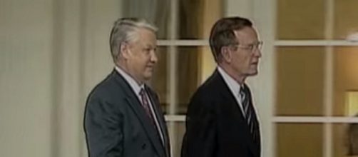 George Bush meeting Boris Yeltsin- [Image via iconi/YouTube]
