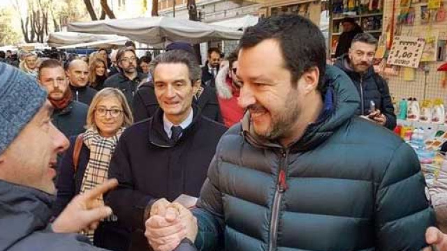 Matteo Salvini in compagnia di Attilio Fontana