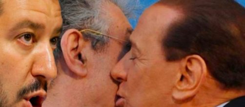 Matteo Salvini, Umberto Bossi, Silvio Berlusconi (Foto L'intraprendente)