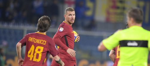 Edin Dzeko e Mirko Antonucci (fonte: AS Roma)