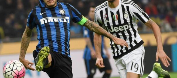 Mauro Icardi (izquierda) frente a Leonardo Bonucci(derecha). Mauro Icardi (izquierda) frente a Leonardo Bonucci(derecha).