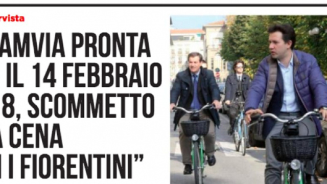 Il sindaco Nardella promette la Tramvia per il 14 febbraio. Altrimenti offre una cena a tutti i fiorentini