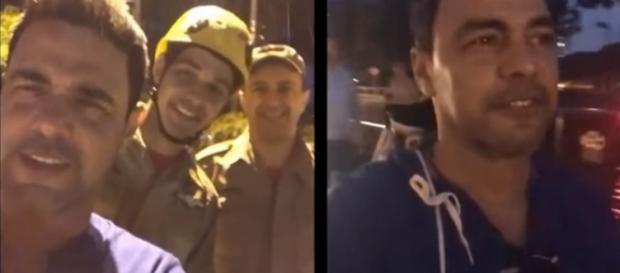 O cantor Zezé Di Camargo ficou preso com três amigos, dentro de uma BMW, até os bombeiros chegarem. O cantor Zezé Di Camargo ficou preso com três amigos, dentro de uma BMW, até os bombeiros chegarem.