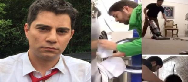 O jornalista surpreendeu seguidores ao mostrar que faz faxina - Foto: Reprodução O jornalista surpreendeu seguidores ao mostrar que faz faxina - Foto: Reprodução