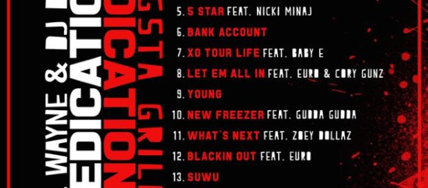 Dedication 6 mixtape Tracklist Image Via Twitter/@LilTunechi Dedication 6 mixtape Tracklist Image Via Twitter/@LilTunechi