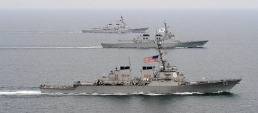 U.S. and Republic of Korea navy ships in military drill (Image credit - Declan Barnes, Wikimedia Commons)