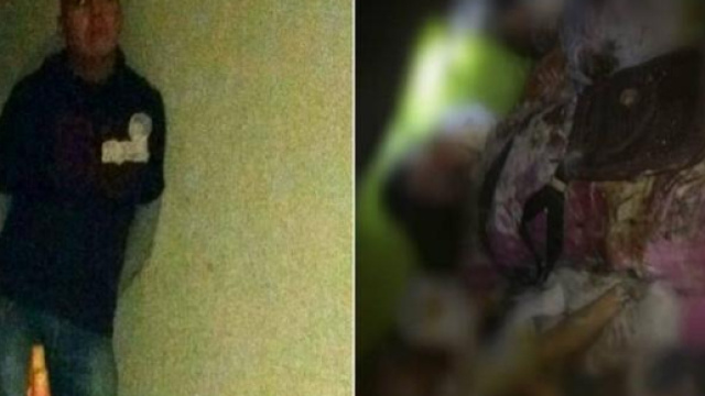 A sinistra l'ex poliziotto arrestato. A destra i resti della donna e delle bimbe.