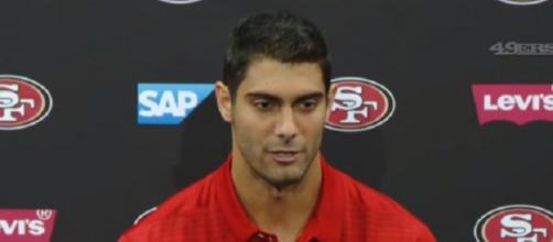 Jimmy Garoppolo was traded to the 49ers for a 2018 second-round pick (Image Credit: San Francisco 49ers/YouTube)