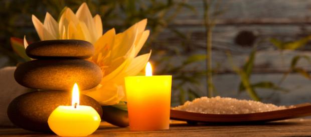 Orange Spa Candles Wallpaper for Wall Decor Orange Spa Candles Wallpaper for Wall Decor