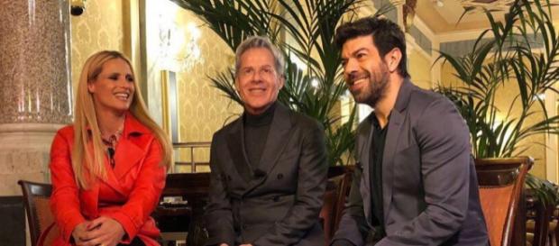 Sanremo 2018, Michelle Hunziker, Claudio Baglioni e Piefrancesco Favino Sanremo 2018, Michelle Hunziker, Claudio Baglioni e Piefrancesco Favino