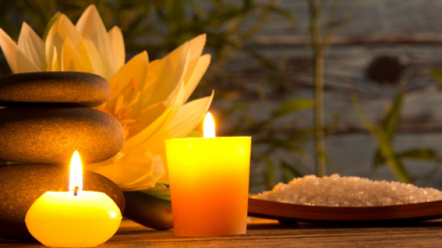 Orange Spa Candles Wallpaper for Wall Decor