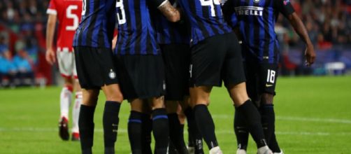 L'esultanza dei neroazzurri al gol del vantaggio con Icardi (FC Inter 1908)