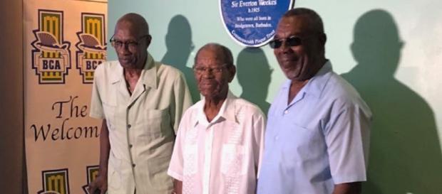 Cricket legends Sir Wesley Hall, Sir Charlie Griffith and Mr.Desmond Haynes. Image credit (Supplied: BTMI) Cricket legends Sir Wesley Hall, Sir Charlie Griffith and Mr.Desmond Haynes. Image credit (Supplied: BTMI)