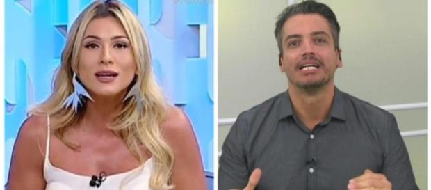 Discussão ao vivo entre Leo Dias e Lívia Andrade. (foto reprodução) Discussão ao vivo entre Leo Dias e Lívia Andrade. (foto reprodução)