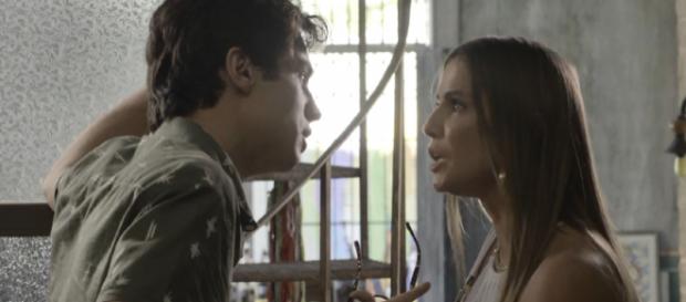Valentim escorraça Karola em Segundo Sol. (foto reprodução). Valentim escorraça Karola em Segundo Sol. (foto reprodução).