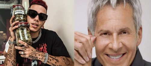 Sfera Ebbasta a sinistra, Claudio Baglioni a destra