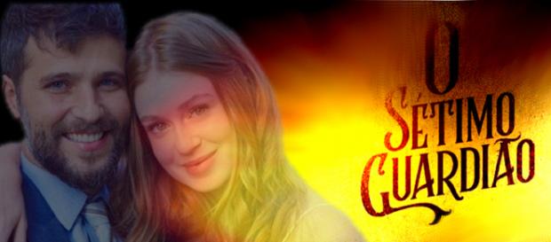 Bruno Gagliasso e Marina Ruy Barbosa vivem casal em 'O Sétimo Guardião' (Imagem: Reprodução/Montagem/Gshow) Bruno Gagliasso e Marina Ruy Barbosa vivem casal em 'O Sétimo Guardião' (Imagem: Reprodução/Montagem/Gshow)