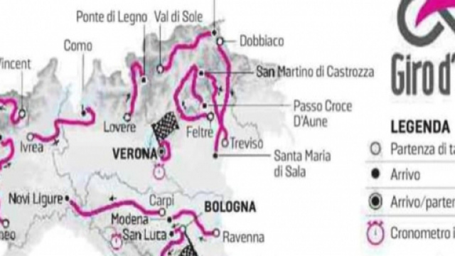 La parte finale del percorso del Giro d'Italia 2019: l'arrivo sarà a Verona