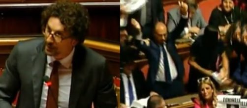 Toninelli si rivolge agli studenti e in Senato si scatena la bagarre (Ph. Youtube)