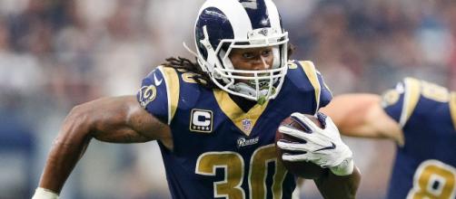 The Los Angeles Rams' Todd Gurley is the NFL's rushing leader after Week 6. - [SANFRANFANAD / YouTube screencap]