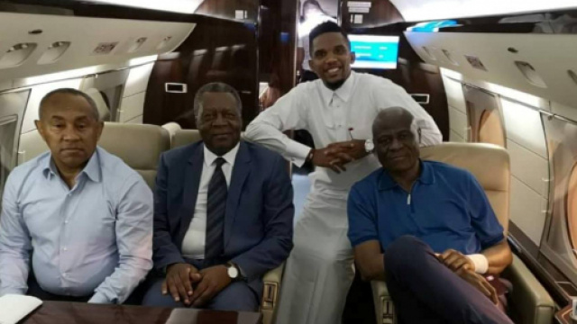 Le président de la CAF le vice-président, Samuel Eto'o, et Maitre Dieudonné Happi (c)Google