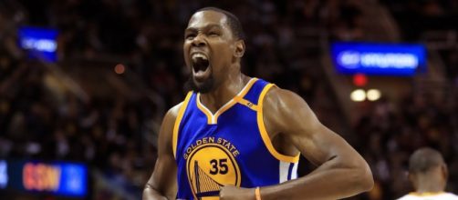 Kevin Durant scored 38 points in a Warriors' road win over the Jazz on October 19. - [NBA / YouTube screencap]