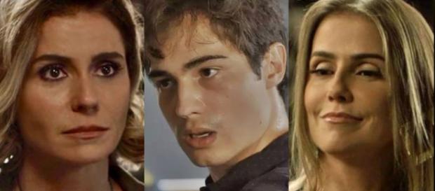 Karola, Valentim e Luzia em 'Segundo Sol'. (foto reprodução). Karola, Valentim e Luzia em 'Segundo Sol'. (foto reprodução).