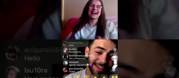 Thalía y Agoney, en un directo. / YouTube Thalía y Agoney, en un directo. / YouTube