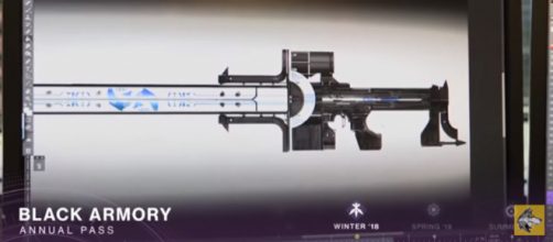 The sword-looking rifle being developed by Bungie for D2's Black Armory. [Image source: xHOUNDISHx/YouTube]