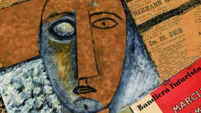 opera di Carrà nello stile del collage