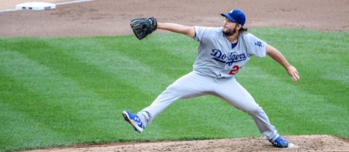 Clayton Kershaw threw eight scoreless innings in Game 2 against the Braves. [Image Source: Flickr | Rich L. Wang]