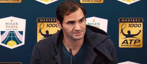 Federer speaks during a press conference in Paris. Photo: screencap via Rolex Paris Masters/ YouTube