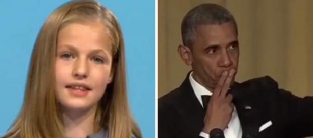 Leonor en el discurso junto al meme de Obama Leonor en el discurso junto al meme de Obama