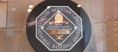 Arenado, Baez and Yelich are all competing for the MVP award pictured above. [image source: Thomson200- Wikimedia Commons]