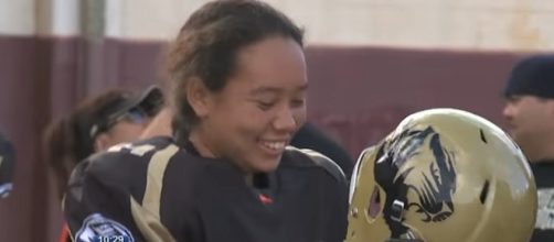 McKinley Tigers' starting quarterback Alexandria Buchanan get surprise from NFL's Drew Brees [Image Source: KHON2 News - YouTube]