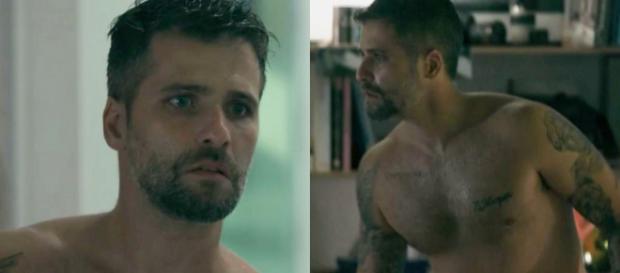 Bruno Gagliasso em cena de O Sétimo Guardião como Gabriel. Bruno Gagliasso em cena de O Sétimo Guardião como Gabriel.