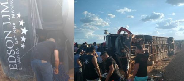 Ônibus da banda Gatinha Manhosa sofre acidente com vítimas no Piauí. (foto reprodução). Ônibus da banda Gatinha Manhosa sofre acidente com vítimas no Piauí. (foto reprodução).