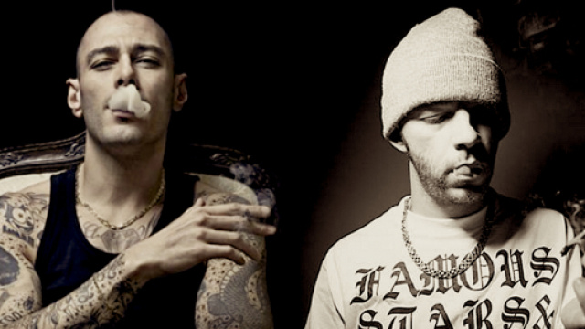 Fabri Fibra a sinistra, Salmo a destra.