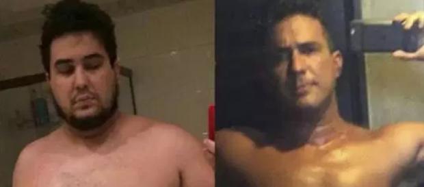 Andre Marques antes e depois da cirurgia bariátrica. (foto reprodução). Andre Marques antes e depois da cirurgia bariátrica. (foto reprodução).