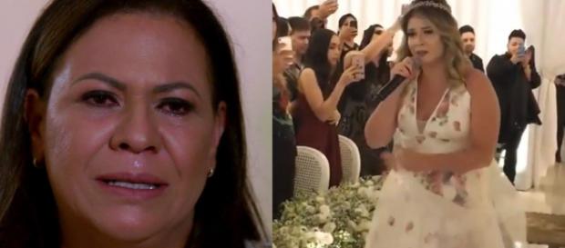 Marília Mendonça canta para a mãe em seu casamento - Foto/Globo Play/Instagram Marília Mendonça canta para a mãe em seu casamento - Foto/Globo Play/Instagram