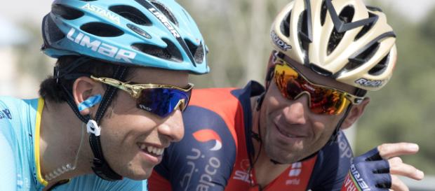 Fabio Aru e Vincenzo Nibali, già compagni di squadra alla Astana Fabio Aru e Vincenzo Nibali, già compagni di squadra alla Astana