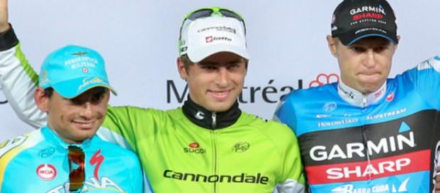 Simone Ponzi sul podio del Gp Montreal con Sagan e Hesjedal Simone Ponzi sul podio del Gp Montreal con Sagan e Hesjedal