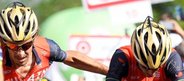 Franco Pellizotti insieme a Vincenzo Nibali Franco Pellizotti insieme a Vincenzo Nibali