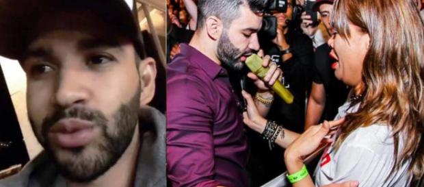 Gusttavo Lima ajuda fã durante show. (foto reprodução). Gusttavo Lima ajuda fã durante show. (foto reprodução).